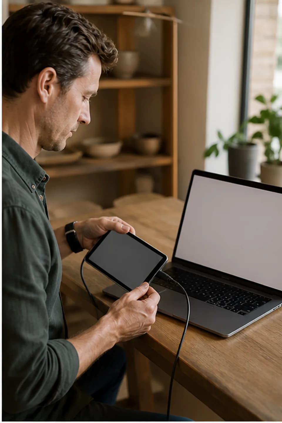 Integrations: A provider preparing a studio for the working day