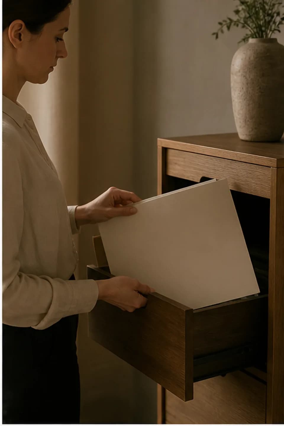Privacy: A provider placing a work laptop into a closed drawer
